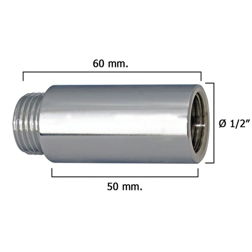 [4020056] Alargadera Redonda Cromo  1/2" x 50
