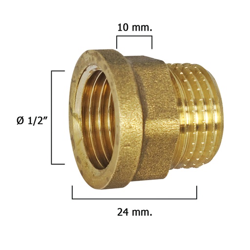 [4020064] Alargadera Hexagonal Pulida 1/2x10