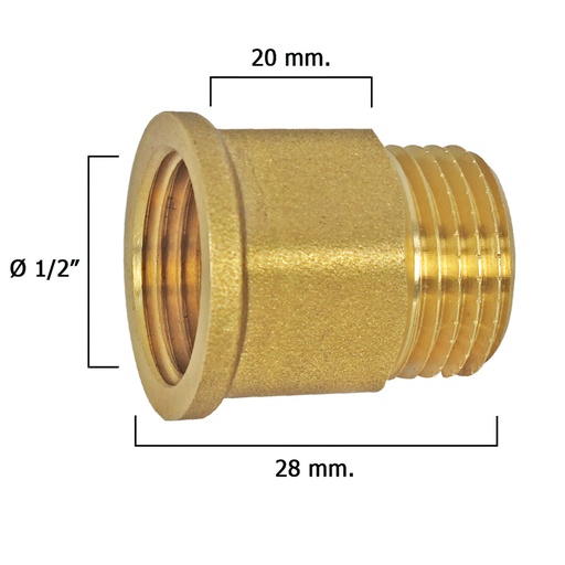 [4020068] Alargadera Hexagonal Pulida 1/2x20