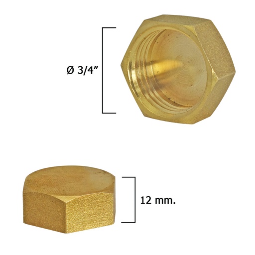 [4020084] Tapon Ciego Hembra Laton 3/4"