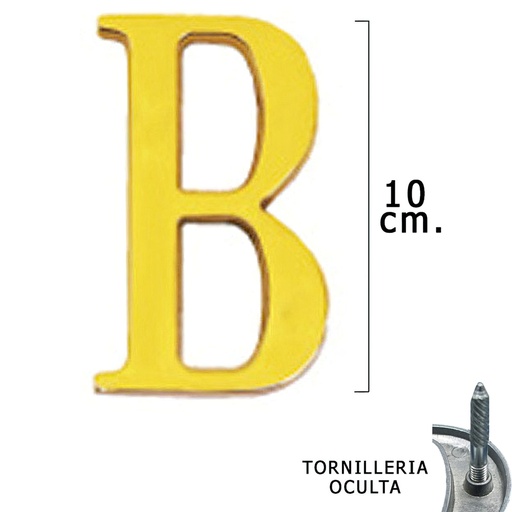 [5320051] Letra Latón "B" 10 cm. con Tornilleria Oculta (Blister 1 Pieza)