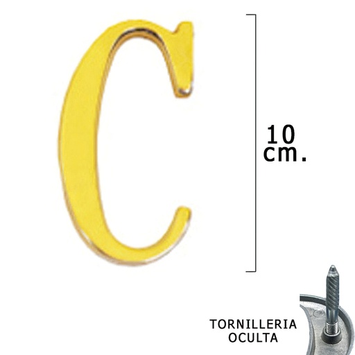 [5320052] Letra Latón "C" 10 cm. con Tornilleria Oculta (Blister 1 Pieza)