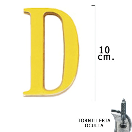 [5320053] Letra Latón "D" 10 cm. con Tornilleria Oculta (Blister 1 Pieza)
