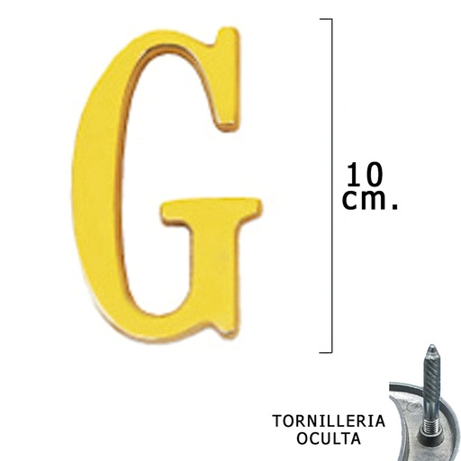 [5320056] Letra Latón "G" 10 cm. con Tornilleria Oculta (Blister 1 Pieza)