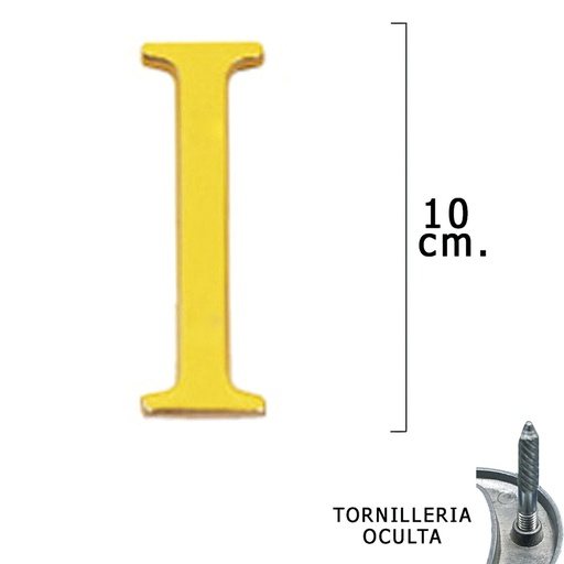 [5320058] Letra Latón "I" 10 cm. con Tornilleria Oculta (Blister 1 Pieza)