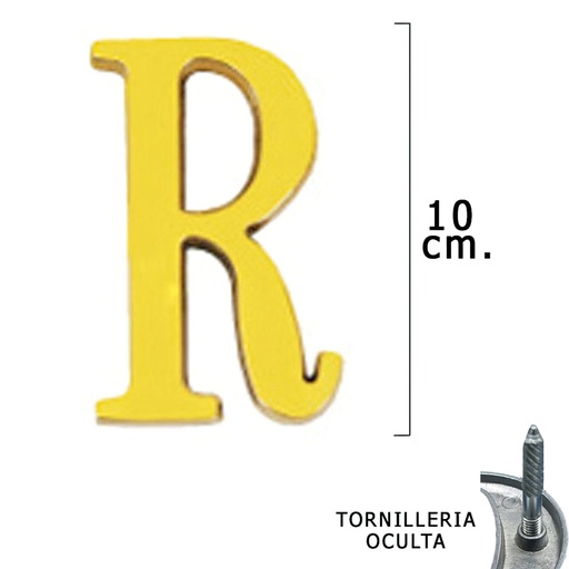 [5320067] Letra Latón "R" 10 cm. con Tornilleria Oculta (Blister 1 Pieza)