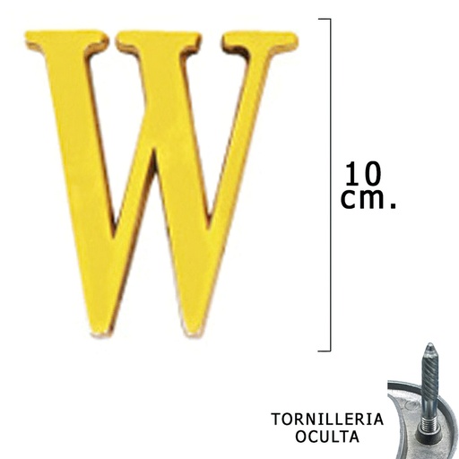 [5320072] Letra Latón "W" 10 cm. con Tornilleria Oculta (Blister 1 Pieza)