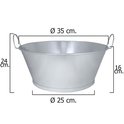 [5060002] Barreño Galvanizado Baño  14"  35x16 cm. 10 Litros
