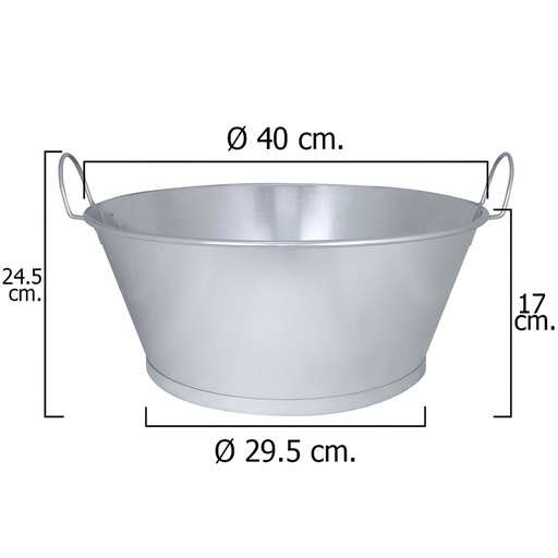 [5060003] Barreño Galvanizado Baño  16"  40x17 cm. 14 Litros