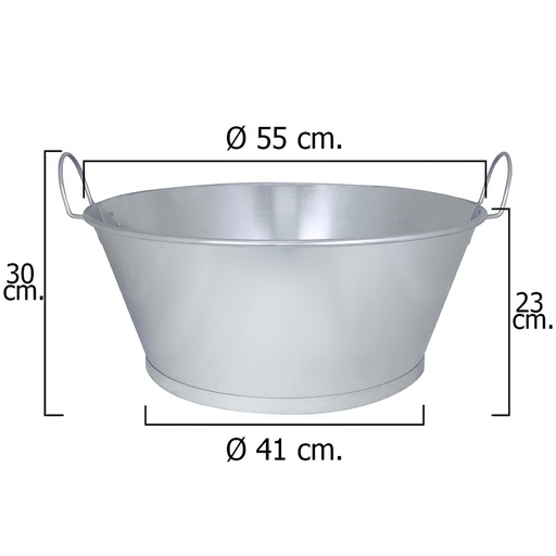 [5060006] Barreño Galvanizado Baño  22"  55x23 cm. 38 Litros