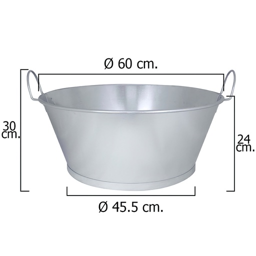 [5060007] Barreño Galvanizado Baño  24"  60x24 cm. 46 Litros