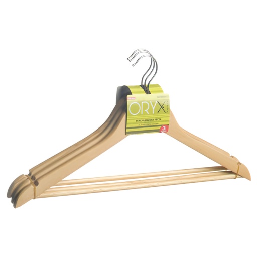 [5150530] Juego Perchas de Madera Recta 450 mm. (Pack 3 Piezas)