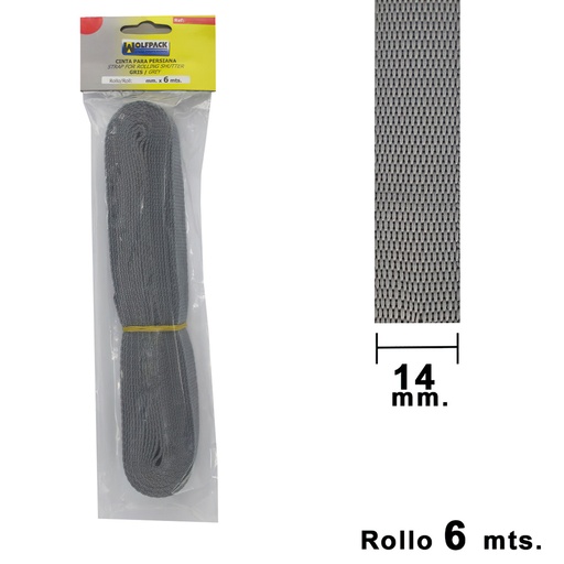 [5250004] Cinta Persiana Wolfpack Gris 14 mm. Rollo 6 metros