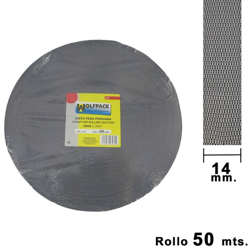 [5250005] Cinta Persiana Wolfpack Gris 14 mm. Rollo 50 metros