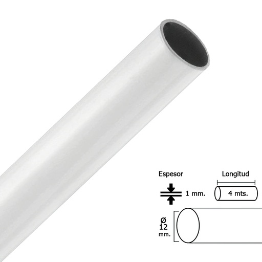 [5300071] Barra Armario Lacado Blanco Redondo 12 mm.Ø (Barra 4,0 Metros)