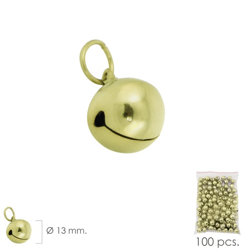 [5241065] Cascabel Dorado  13 mm. (Bolsa 100 Unidades)