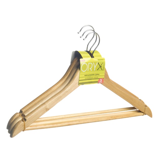 [5150532] Juego Perchas de Madera, Percha Curva 450 mm. (Pack 3 Piezas)