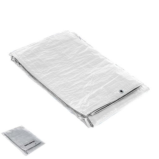 [15070060] Lona Impermeable Reforzada 6x12 metros (Aproximadamente) Con Ojetes Metálicos, Lona de Protección Duradera, Color Blanco.