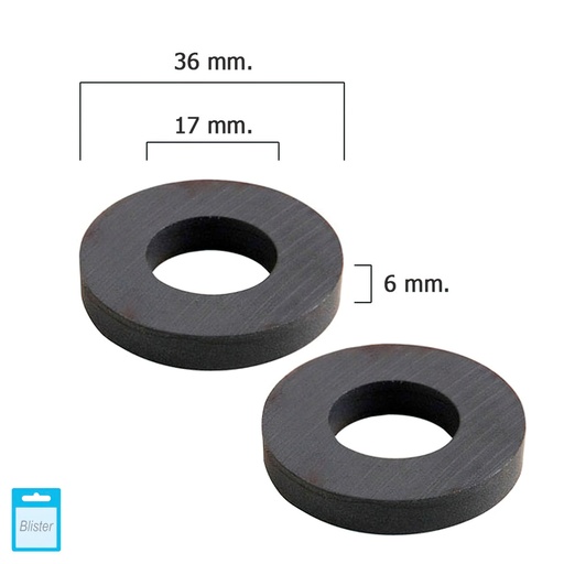[5411115] Iman Wolfpack Ferrita Aro Ø 36x17x6 mm. (Blister 2 Piezas)