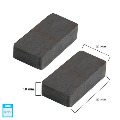 [5411125] Iman Wolfpack Ferrita Rectangular 40x20x10 mm. (Blister 2 Piezas)
