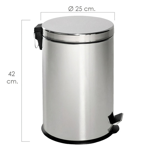 [5421198] Papelera Maurer  Inoxidable 12 Litros Ø 25 x 42 cm.