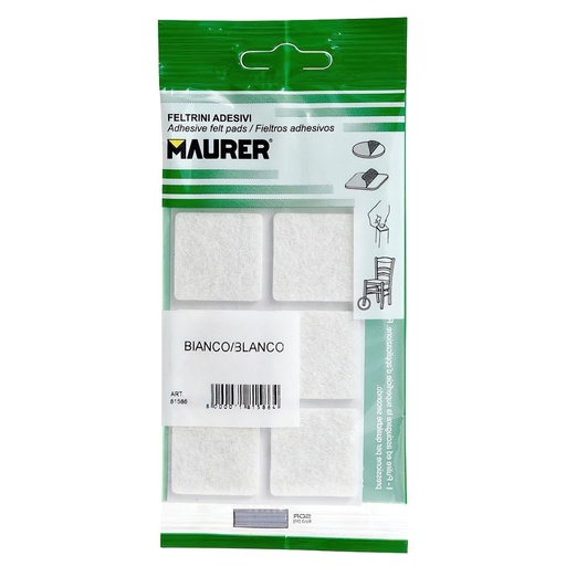 [14060855] Fieltro Adhesivo 30x30 mm. (Blister 6 Piezas) Blanco