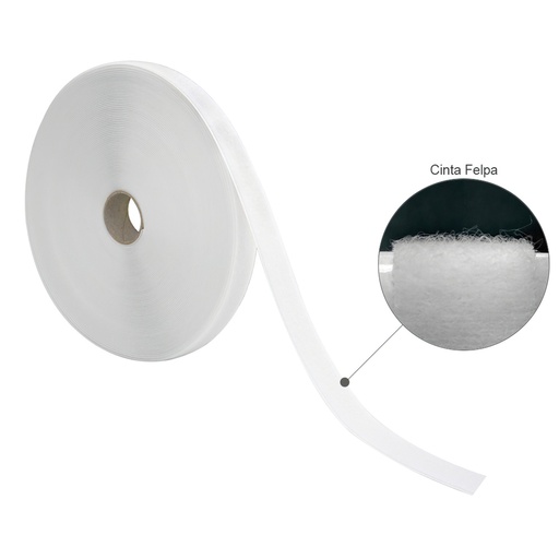 [5434310] Cinta Velcro Felpa Con Adhesivo Blanco Rollo 25 metros