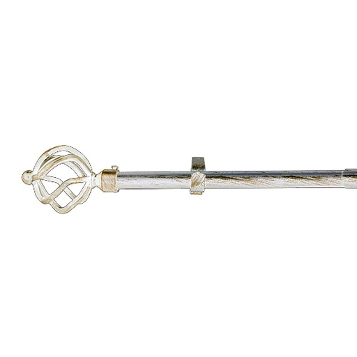 [5435064] Barra Cortina Extensible Metal Ø 19 mm. Extensible 1,1 / 2,0 Metros Marfil Oro Piña Sin Anilla