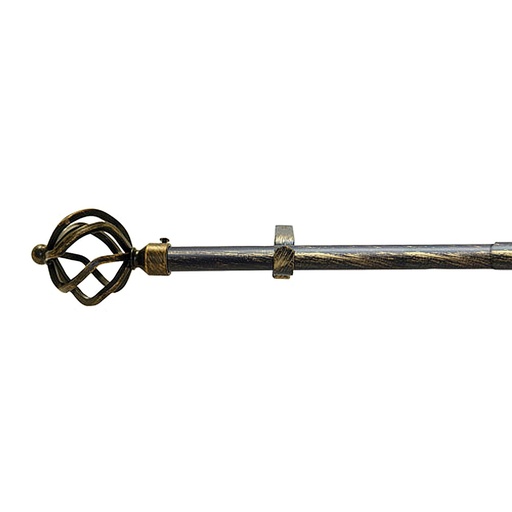 [5435066] Barra Cortina Extensible Metal Ø 19 mm. Extensible 1,1 / 2,0 Metros Negro Dorado Piña Sin Anillas