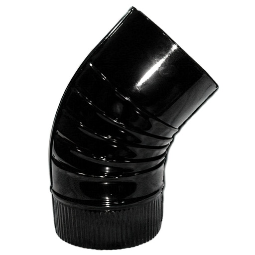 [22011097] Codo Estufa Color Negro Vitrificado de   90 mm. 45°.