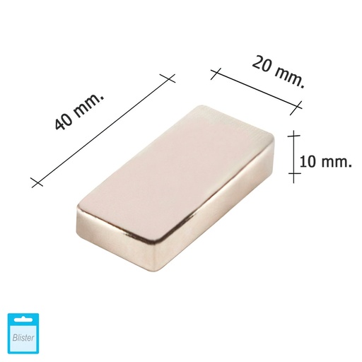 [5411165] Iman Wolfpack Neodimio Rectangular 40x20x10 mm. (Blister 1 Pieza)