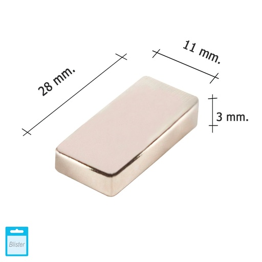 [5411160] Iman Wolfpack Neodimio Rectangular 28x11x3 mm. (Blister 1 Pieza)