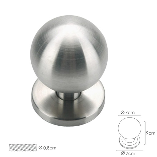 [3035035] Pomo Puerta Esferico Color Inox Oryx