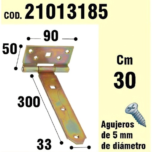 [21013185] Soporte Para Madera Bisagra Bicromatado 300 mm.