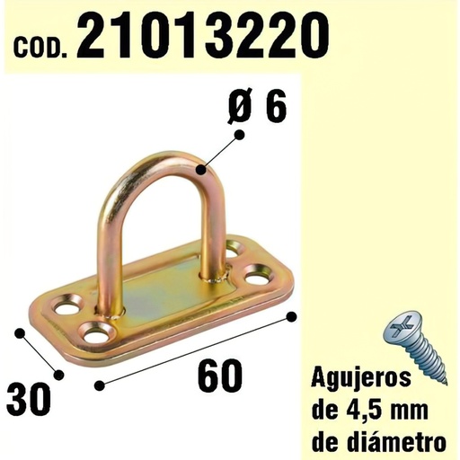 [21013220] Soporte Para Madera Anilla  Bicromatado Ø 6 mm.