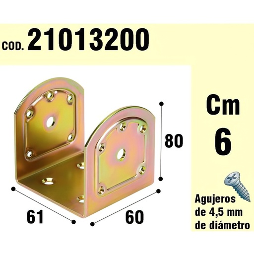 [21013200] Soporte Para Madera Tipo "U"  Bicromatado 60 mm.