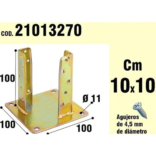 [21013270] Soporte Para Madera Anclaje Bicromatado 100 mm.