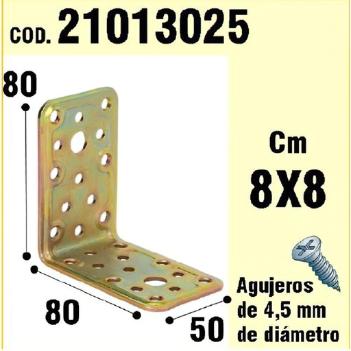 [21013025] Soporte Para Madera Ángulo   50x80x80 mm.