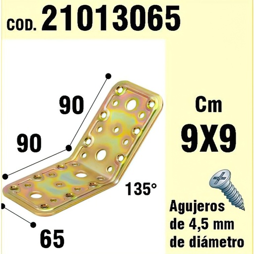 [21013065] Soporte Para Madera Ángulo  65x90x90 mm./135°