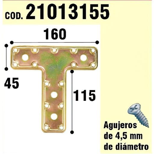 [21013155] Soporte Para Madera Placa "T"  Bicromatado 160 mm.