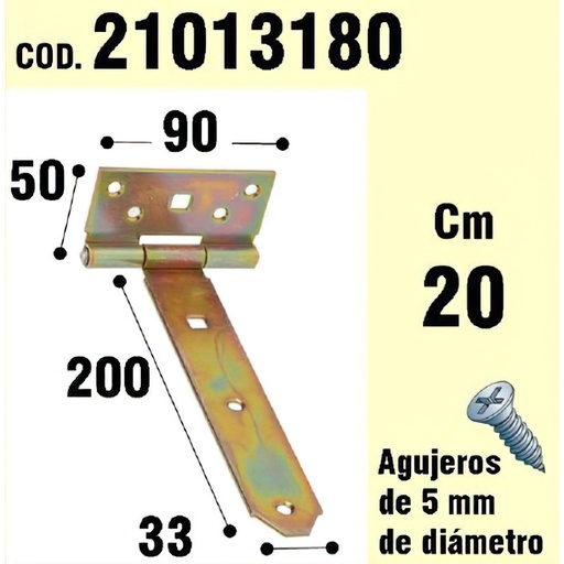 [21013180] Soporte Para Madera Bisagra Bicromatado 200 mm.