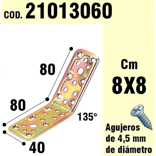 [21013060] Soporte Para Madera Ángulo   40x80x80 mm. / 135°