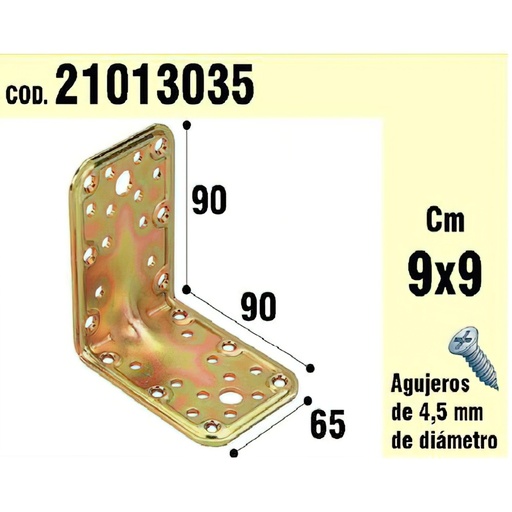 [21013035] Soporte Para Madera Ángulo  65x90x90 mm.