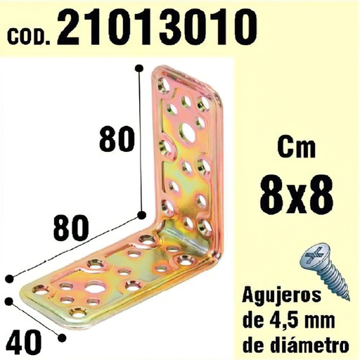 [21013010] Soporte Para Madera Ángulo   40x80x80 mm.
