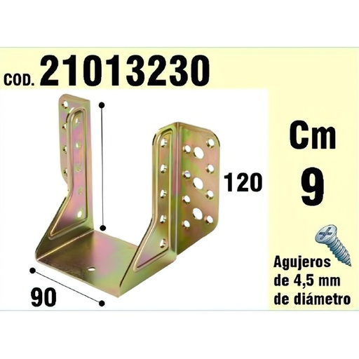 [21013230] Soporte Para Madera Alas Exteriores bicromatado  90 mm.