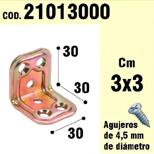 [21013000] Soporte Para Madera Ángulo   30 x 30 x 30 mm.