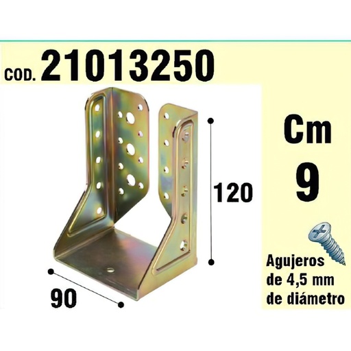 [21013250] Soporte Para Madera Alas Interiores Bicromatado  90 mm.
