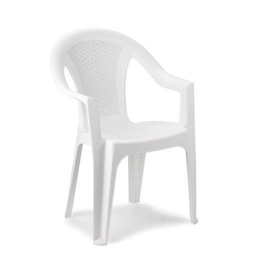 [8330010] Silla Resina Ratan Respaldo Bajo Blanco Ischia