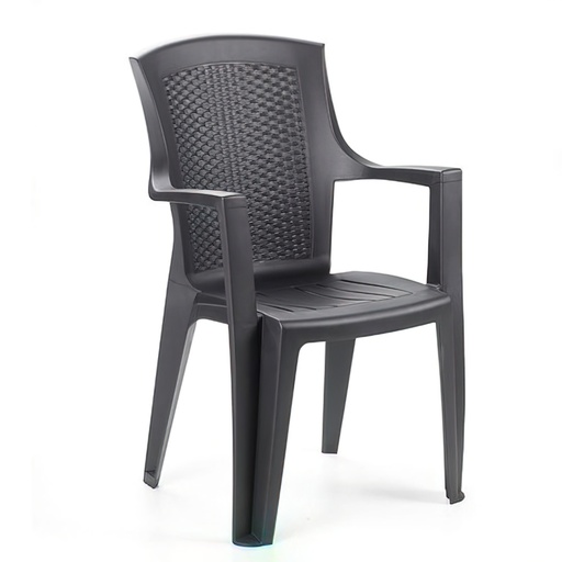 [8330006] Silla Resina Ratan. Respaldo Alto Antracita. Eden