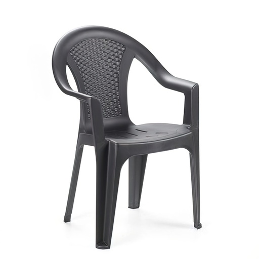 [8330011] Silla Resina Ratan Respaldo Bajo Antracita Ischia